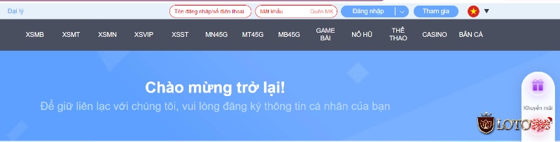 Nhập tên đăng nhập và mật khẩu đã tạo ở phía góc bên phải trên cùng trang chủ để đăng nhập nhé