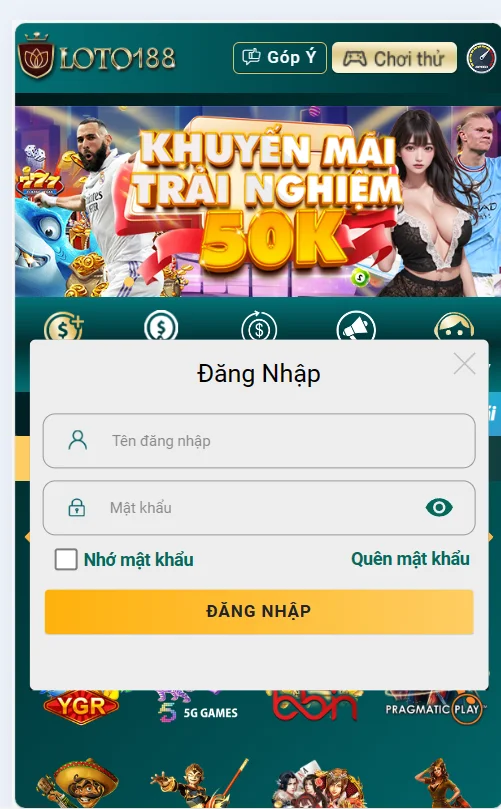 Form đăng nhập LOTO188