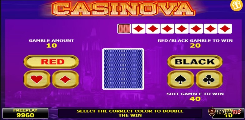 Chọn màu sắc hoặc chất bài trong Gamble để có cơ hội x4 tiền thắng